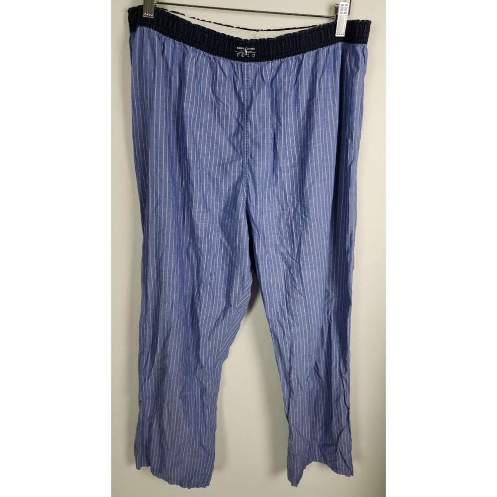 Polo Ralph Lauren Men's Sz. L Blue & White Stripe Cotton Pajama Lounge Pants